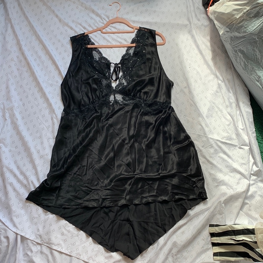 Nightgown, vintage style, lace, stain and sheer chemise.